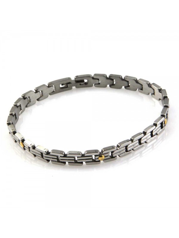 bracciale in acciaio con elementi in oro 18 kt uomo donna