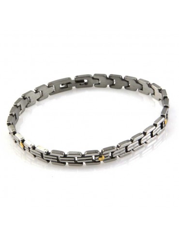 bracciale in acciaio con elementi in oro 18 kt uomo donna