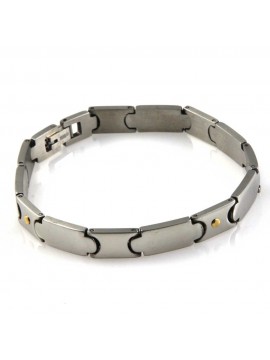 bracciale in acciaio con elementi in oro 18 kt uomo donna