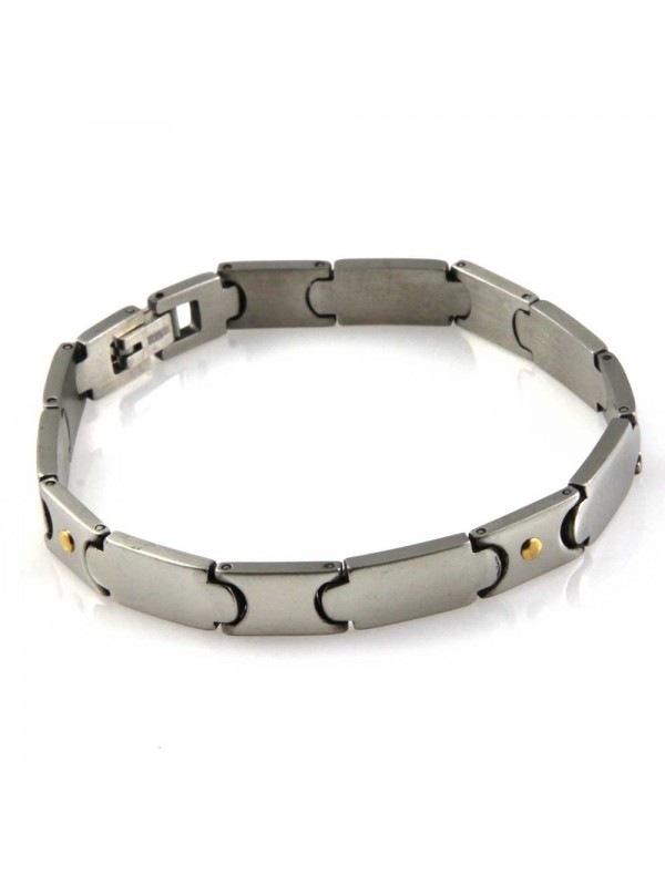 bracciale in acciaio con elementi in oro 18 kt uomo donna