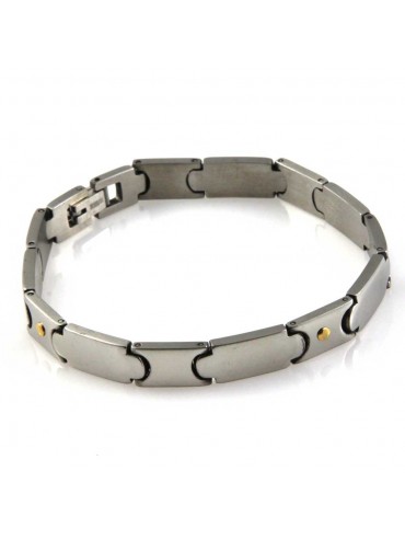 bracciale in acciaio con elementi in oro 18 kt uomo donna