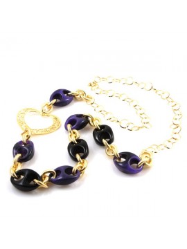 Collana donna in bronzo dorato e resina