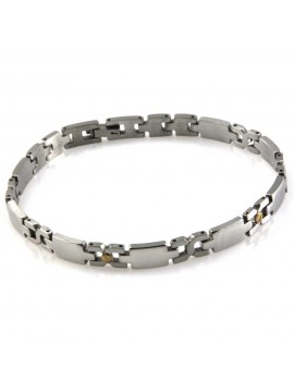 bracciale in acciaio con elementi in oro 18 kt uomo donna
