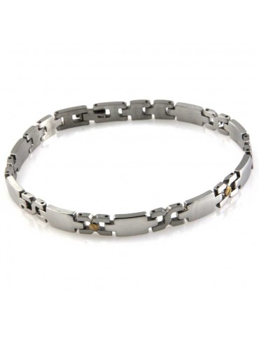 bracciale in acciaio con elementi in oro 18 kt uomo donna