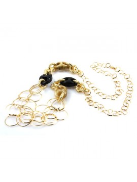 Collana donna in bronzo dorato e resina