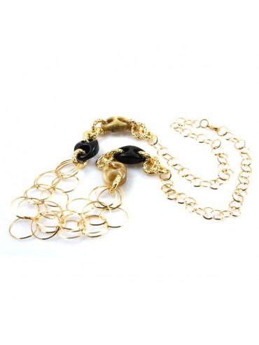 Collana donna in bronzo dorato e resina