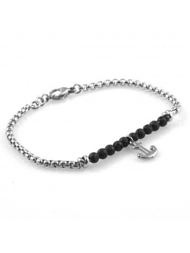 bracciale con ancora in acciaio e pietre dure uomo donna