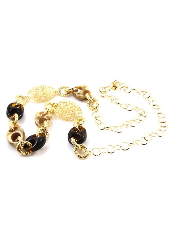 Collana donna in bronzo dorato e resina