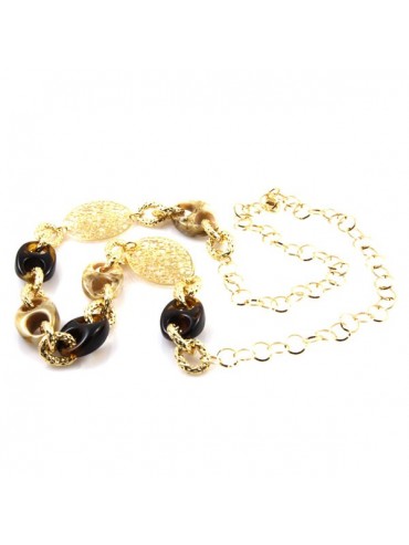 Collana donna in bronzo dorato e resina