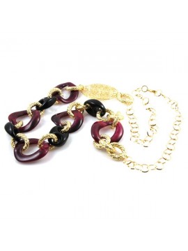 Collana donna in bronzo dorato e resina