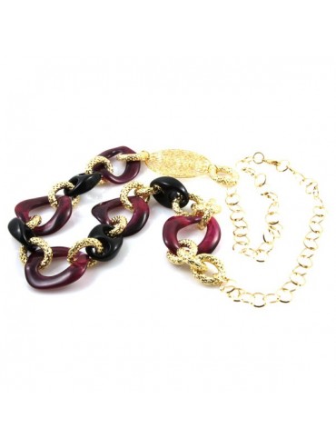 Collana donna in bronzo dorato e resina