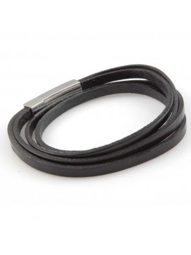 bracciale in pelle chiusura in acciaio da attorcigliare uomo donna colore nero