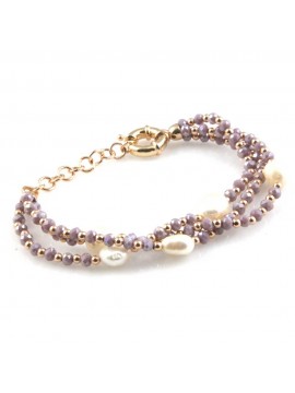 bracciale da donna con perle e pietre sfaccettate multifilo