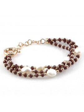 bracciale da donna con perle e pietre sfaccettate multifilo