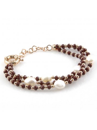 bracciale da donna con perle e pietre sfaccettate multifilo