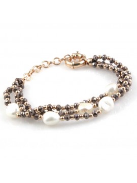 bracciale da donna con perle e pietre sfaccettate multifilo