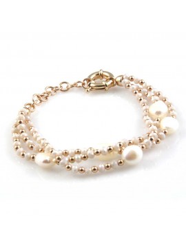 bracciale da donna con perle e pietre sfaccettate multifilo