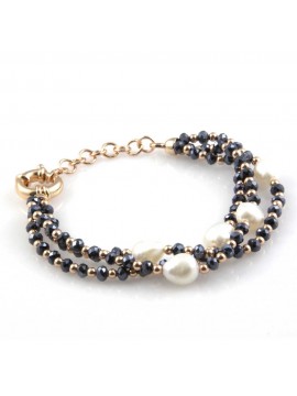 bracciale da donna con perle e pietre sfaccettate multifilo