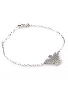 bracciale con angioletto in argento e preghiera angelo custode