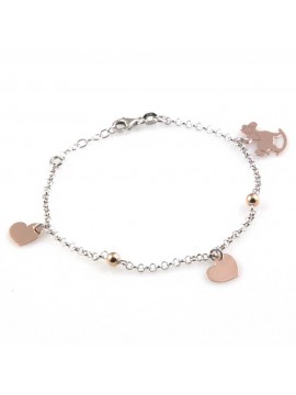 bracciale con cavalluccio a dondolo e cuori in argento 925 da donna