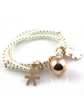 bracciale chiama angeli campanello bola messicana con bebe con pietre sfaccettate elastico