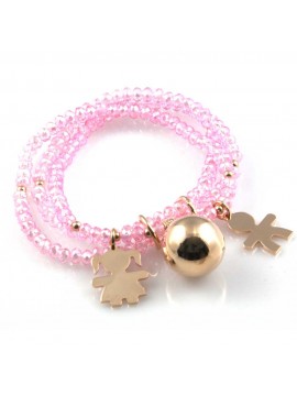 bracciale chiama angeli campanello bola messicana con bebe con pietre sfaccettate elastico