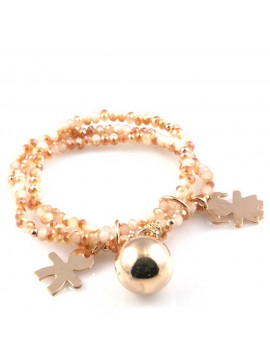 bracciale chiama angeli campanello bola messicana con bebe con pietre sfaccettate elastico