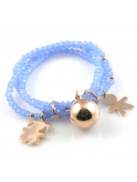 bracciale chiama angeli campanello bola messicana con bebe con pietre sfaccettate elastico