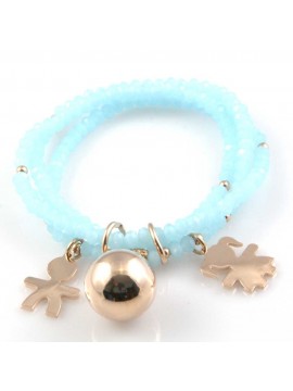 bracciale chiama angeli campanello bola messicana con bebe con pietre sfaccettate elastico