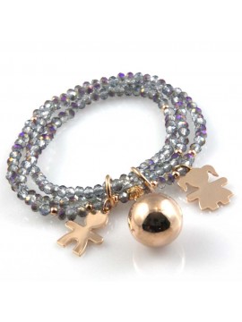 bracciale chiama angeli campanello bola messicana con bebe con pietre sfaccettate elastico