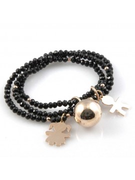 bracciale chiama angeli campanello bola messicana con bebe con pietre sfaccettate elastico