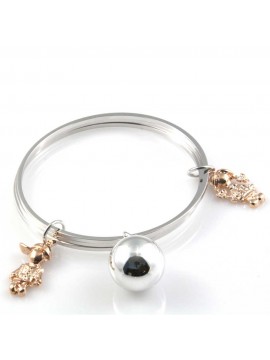 bracciale chiama angeli campanello bola messicana con bebe con pietre sfaccettate rigido in bronzo