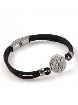 bracciale con timone in acciaio e cordoncino uomo linea marinari