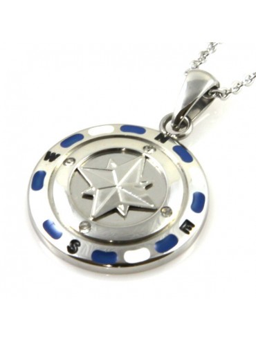 Collana rosa dei venti in acciaio e smalti