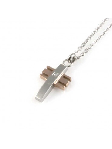 collana con croce ciondolo pendente in acciaio da uomo