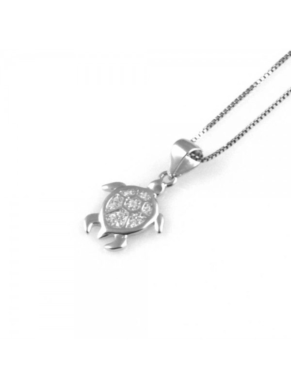 collana con tartaruga ciondolo in argento 925 e strass zirconi gioiello donna