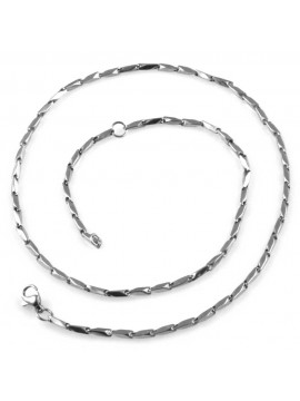 collana girocollo in acciaio da uomo sottile a rombi geometrici