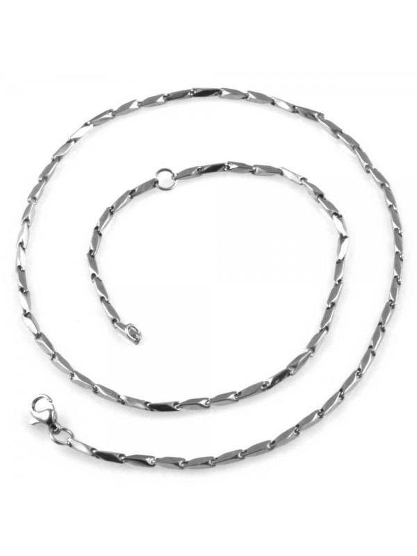 collana girocollo in acciaio da uomo sottile a rombi geometrici