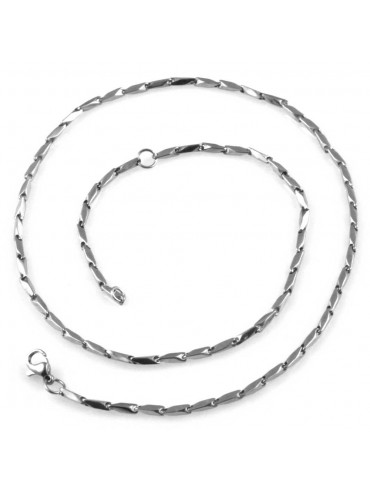 collana girocollo in acciaio da uomo sottile a rombi geometrici