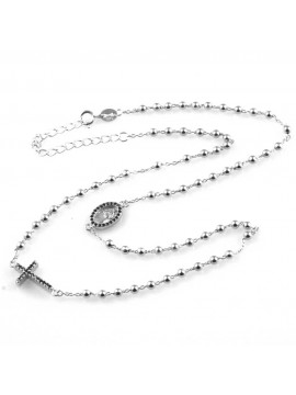 collana rosario in argento 925 e strass zirconi gioiello uomo donna