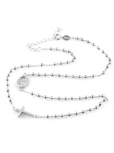 collana rosario in argento 925 e strass zirconi gioiello uomo donna