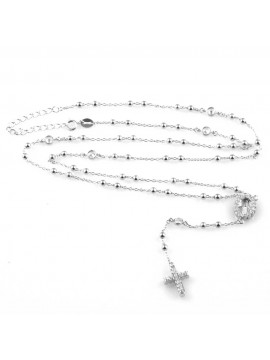 collana rosario in argento 925 e strass zirconi gioiello uomo donna