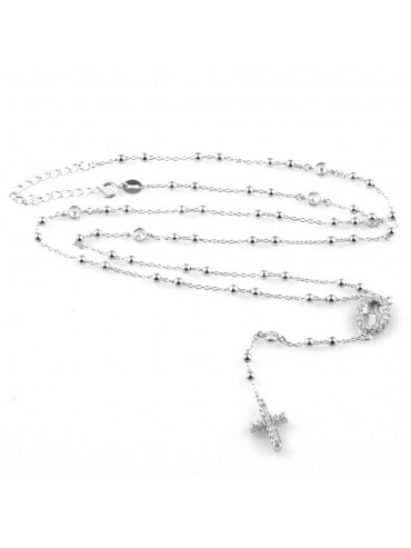 collana rosario in argento 925 e strass zirconi gioiello uomo donna