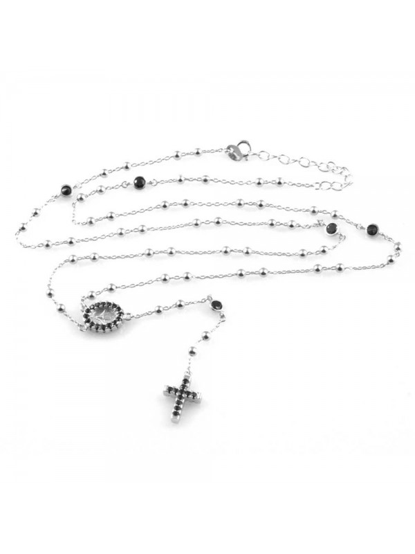 collana rosario in argento 925 e strass zirconi gioiello uomo donna