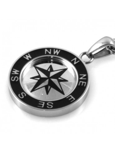 Collana rosa dei venti in acciaio bicolore