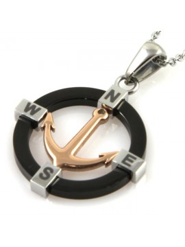 Collana ancora in acciaio a tre colori