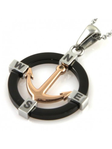 Collana ancora in acciaio a tre colori