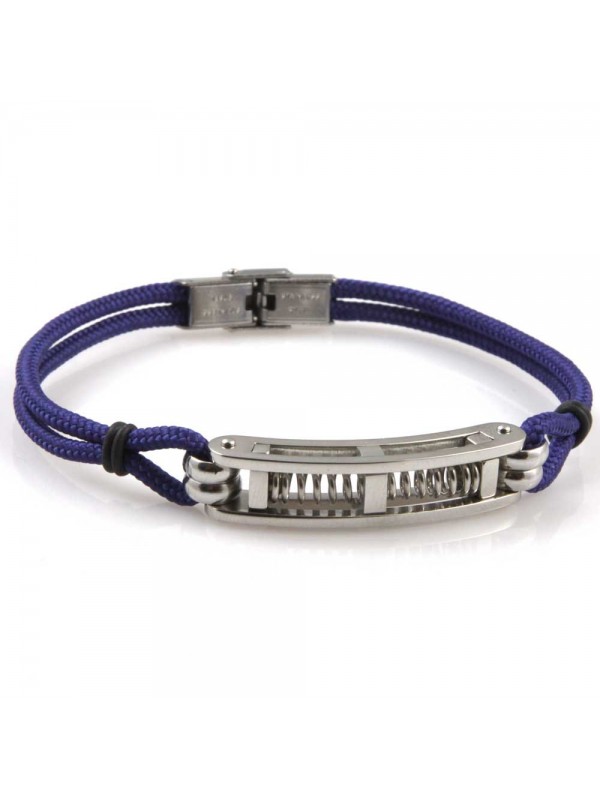 bracciale uomo con molla particolare acciaio e cordoncino