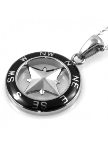 Collana rosa dei venti in acciaio bicolore