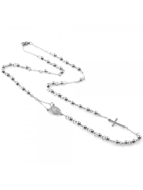 collana rosario girocollo in acciaio